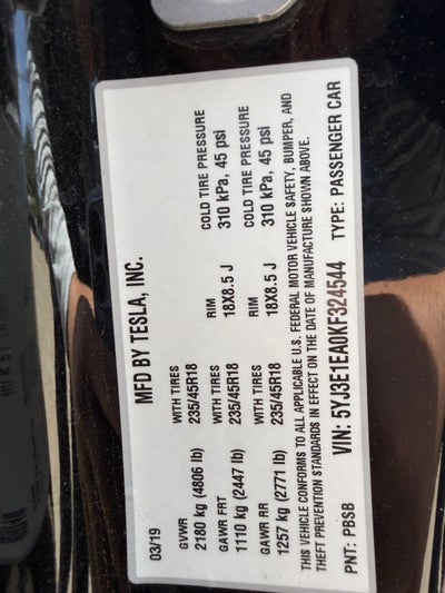 2019 Tesla Model 3 Long Range