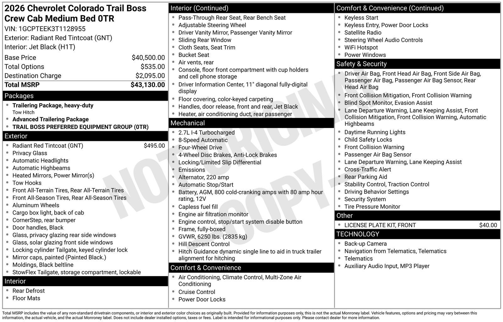2026 Chevrolet Colorado Trail Boss