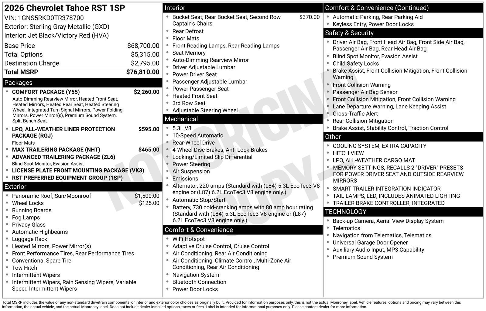 2026 Chevrolet Tahoe RST