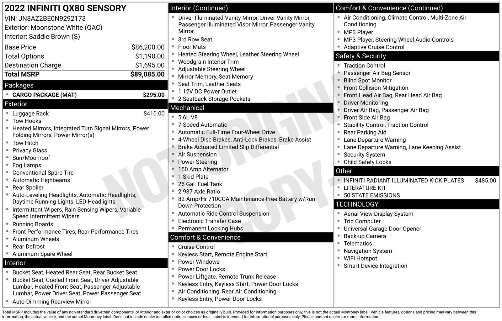 2022 INFINITI QX80 SENSORY AWD