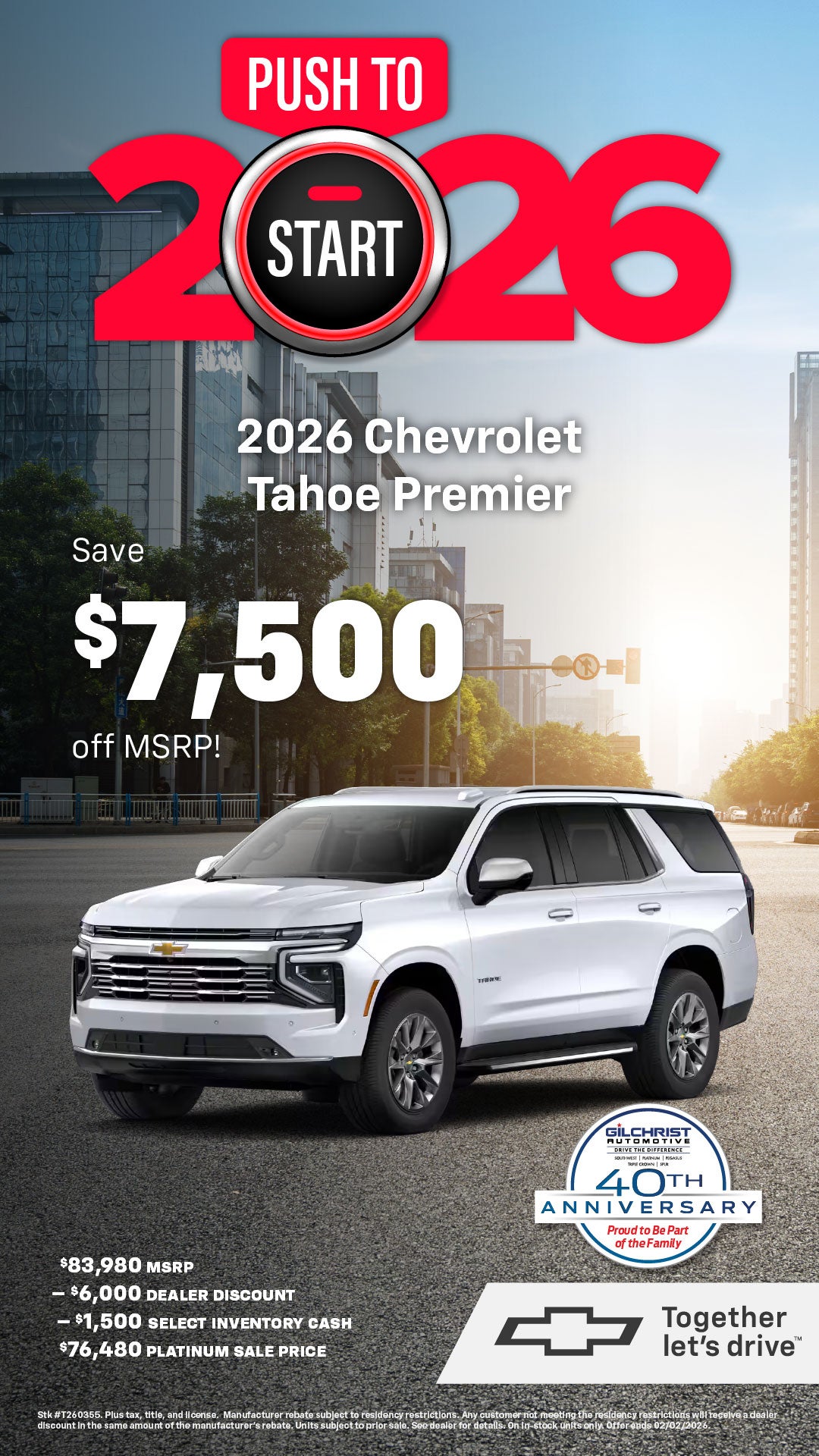 Shop $9,500 Off MSRP on 2026 Chevrolet Tahoe Premier!