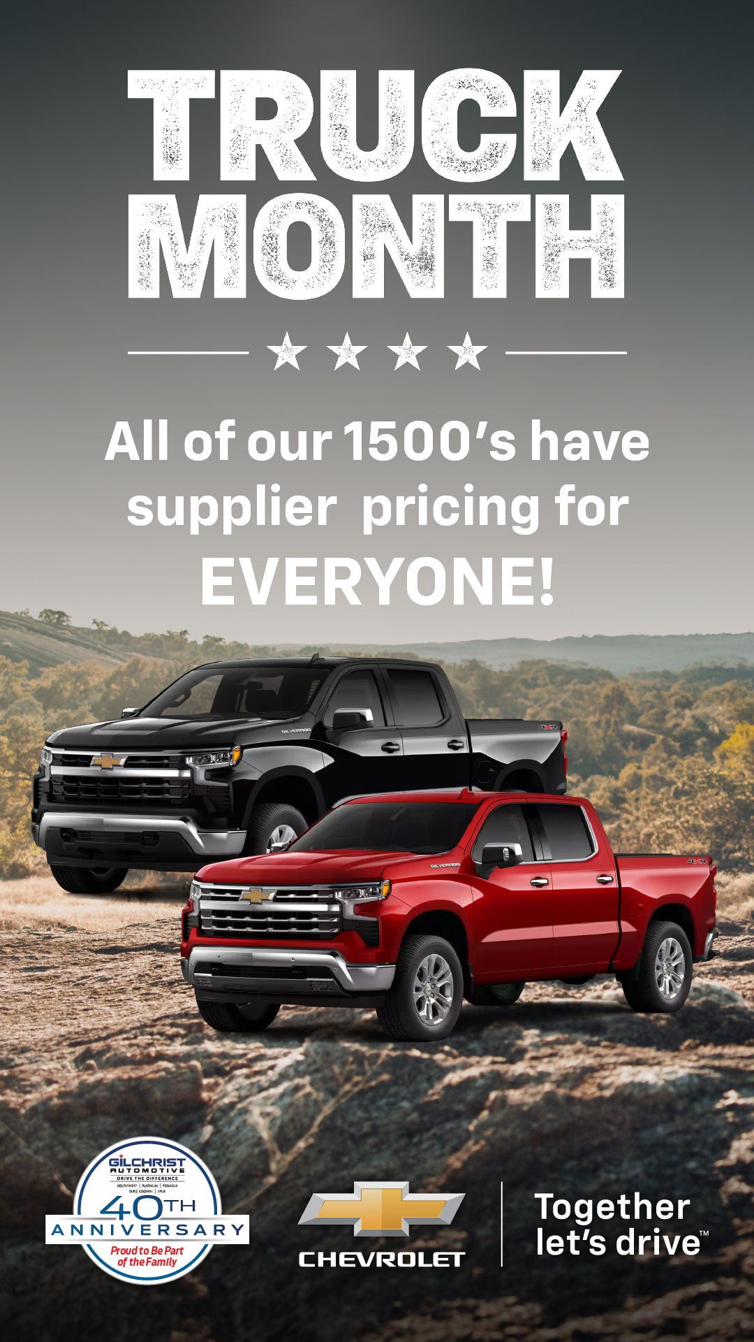 Supplier Pricing for EVERYONE During Chevy Truck Month!