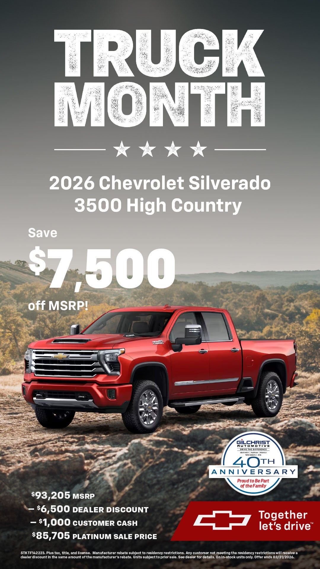 Save $7,500 Off MSRP on the 2026 Chevy 3500HD!