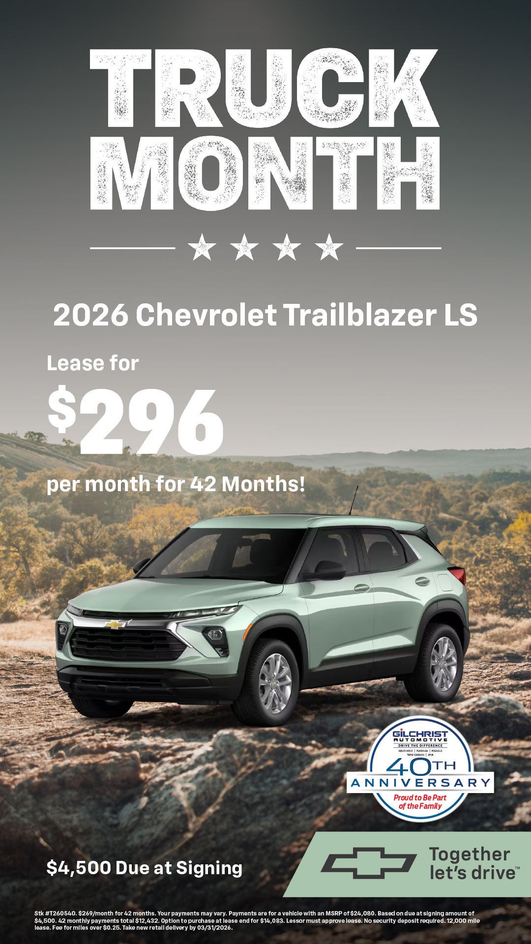 Drive a New 2026 Chevy Trailblazer for Just $296/mo!