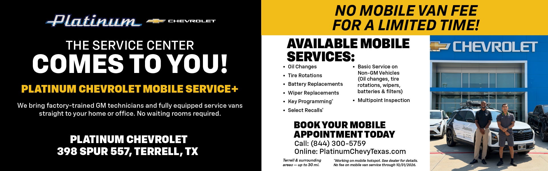 Platinum Chevrolet Mobile Service Plus